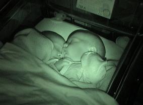 Night shot in the hospital.  Glad somebody got some sleep there!  July, 2001